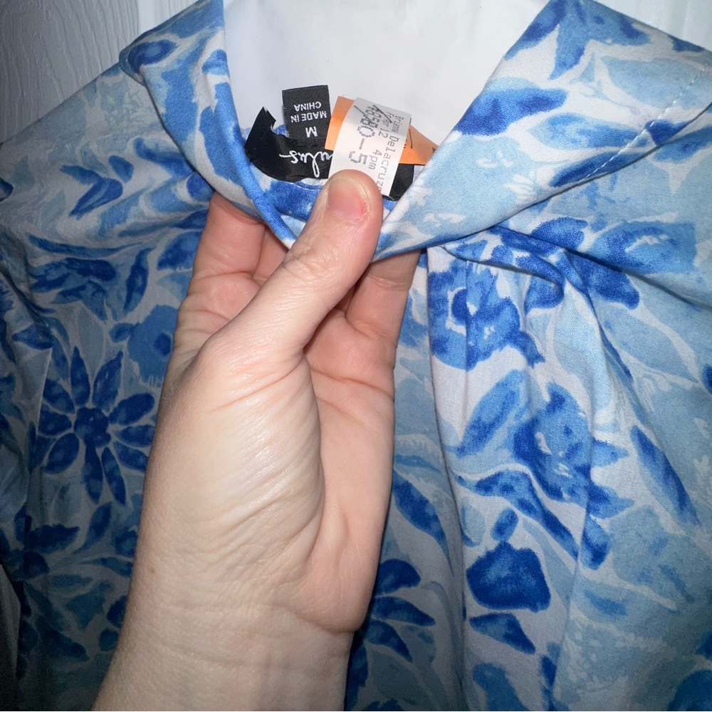 Lulus Sunny Charisma Blue Floral Button-up Mini Dress With Pockets - Size M - Picture 4 of 4